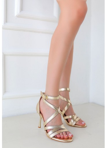 Mariya Gold Cilt Topuklu Ayakkabı