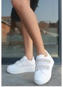Jarxi Beyaz Cilt Cırt Cırtlı Spor Ayakkabı